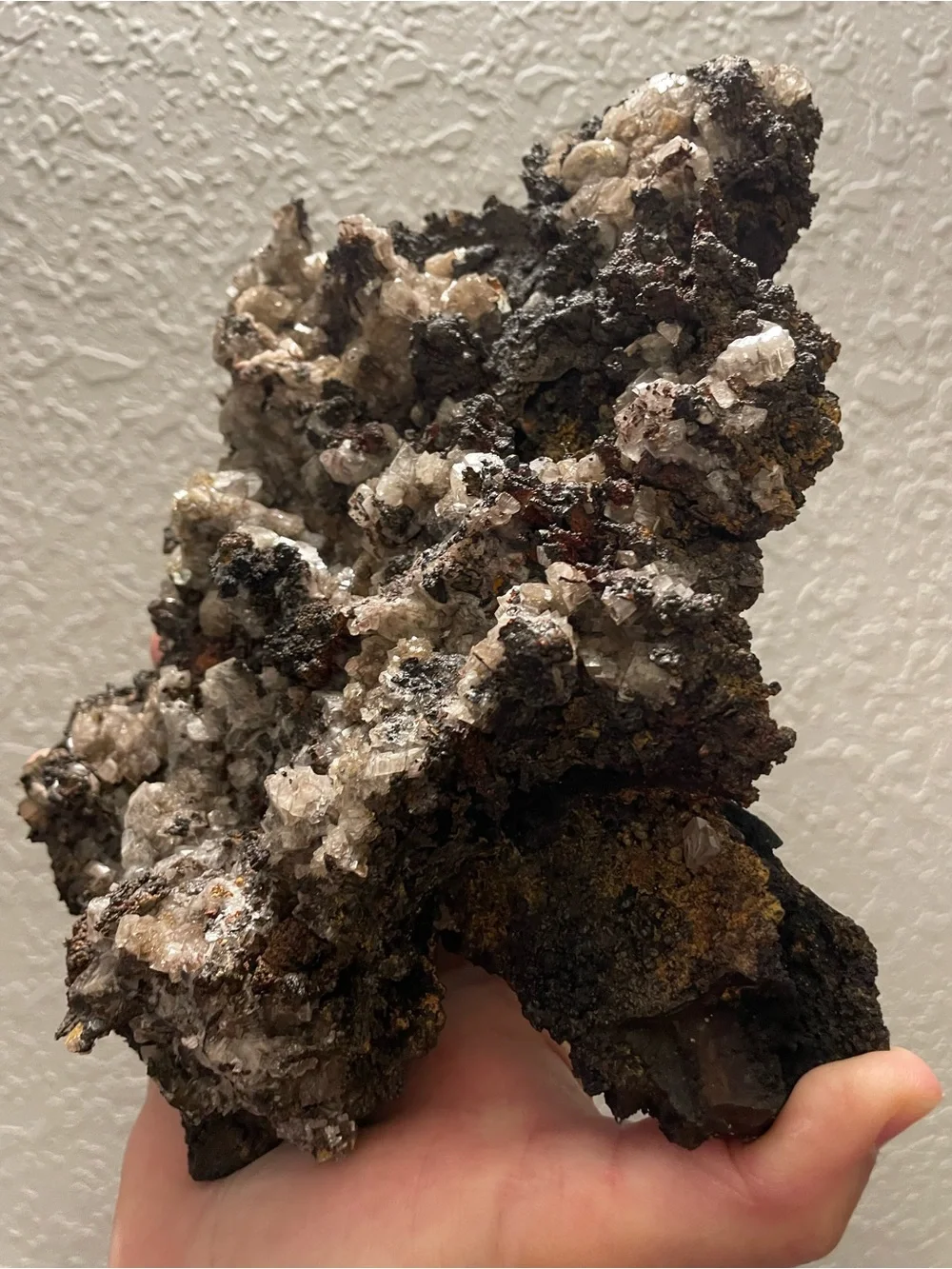 Massive crystal cluster. Goethite from Mexico. Comes with a stand.